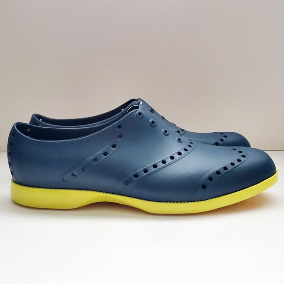 NEW BIION Men's Golf Shoes Oxford Spikeless Blue Yellow Resortwear Outdoor Shoes - Picture 2 of 10